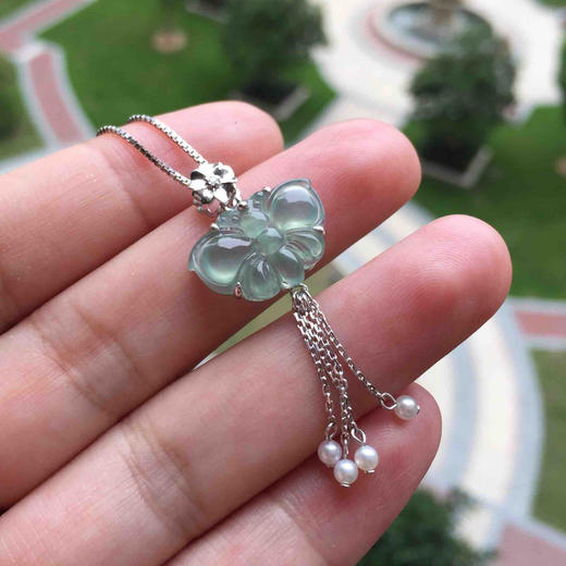 翡翠高冰种蓝水蝴蝶吊坠 商品图7