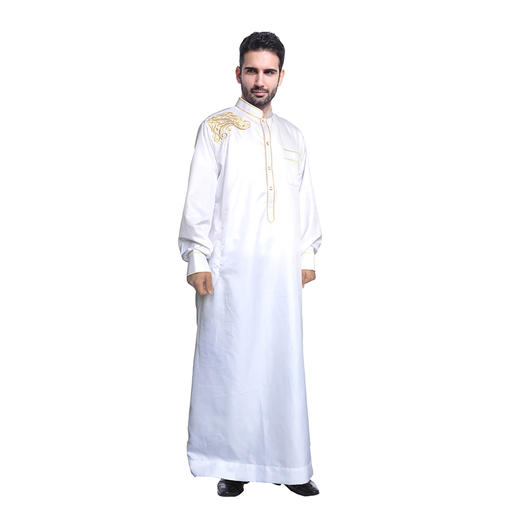穆斯林男士绣花立领长袍，礼拜服 商品图4