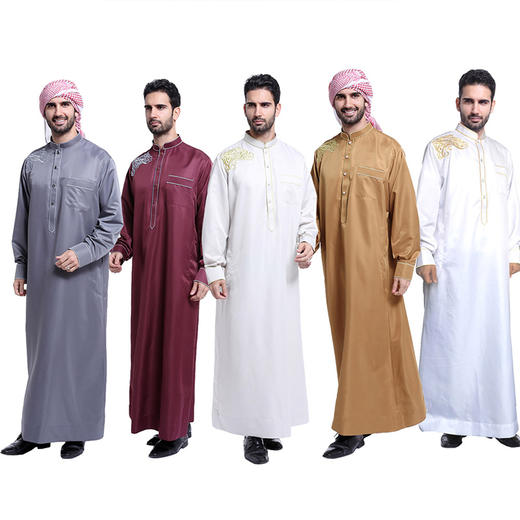 穆斯林男士绣花立领长袍，礼拜服 商品图5