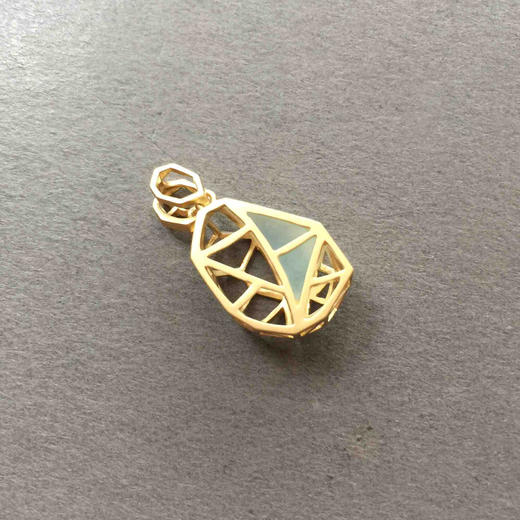 镂空款冰种翡翠加几何金工艺吊坠18k黄金镶嵌 商品图3
