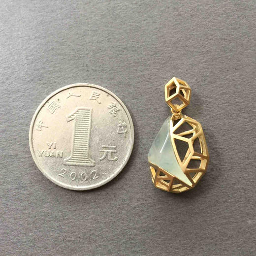 镂空款冰种翡翠加几何金工艺吊坠18k黄金镶嵌 商品图2