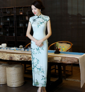 ML 1951  人字纹长款旗袍复古改良