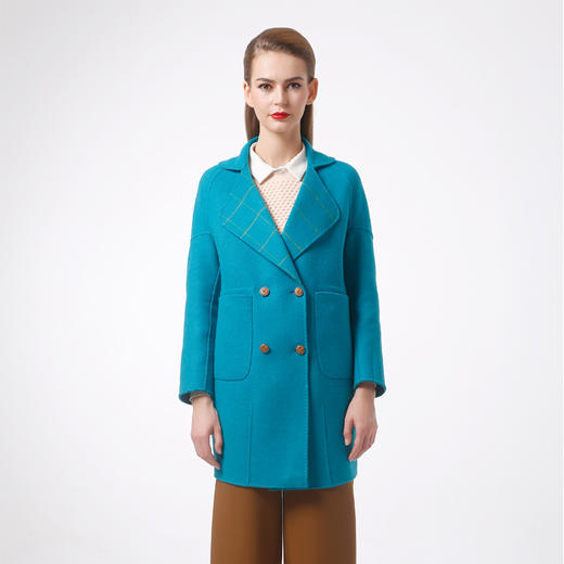 乔万尼百搭优雅羊毛呢大衣中长款E154A259 商品图2