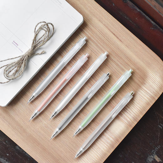 三年二班简约针管按动中性笔05mm透明黑色水笔学生用办公签字笔