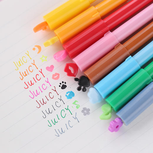 三年二班印章笔中性笔双头组合笔学生用彩色涂鸦笔05mm针管笔