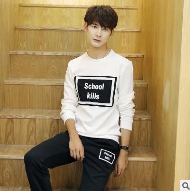 【服饰鞋包】 秋季男士纯色潮流卫衣青少年圆领时尚休闲运动服套装男装长袖 商品图1