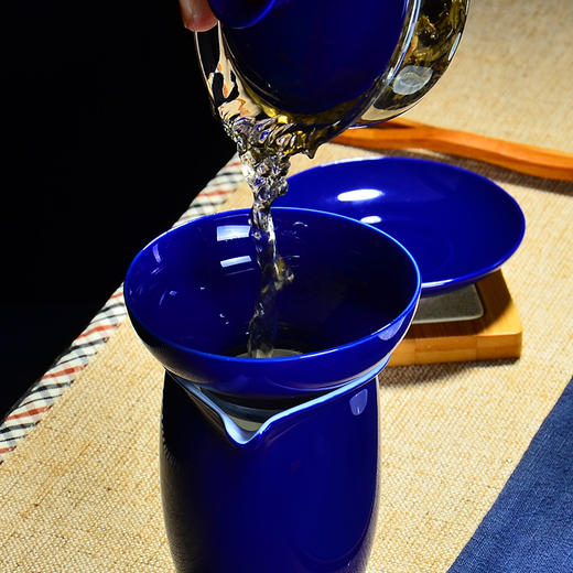 兴永达丨陶瓷玻璃盖碗 三才碗 工夫茶具 宝蓝色 120ml 商品图4