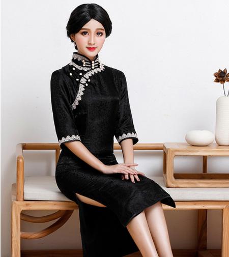 QC1697349  重磅真丝香云纱高端旗袍 商品图1