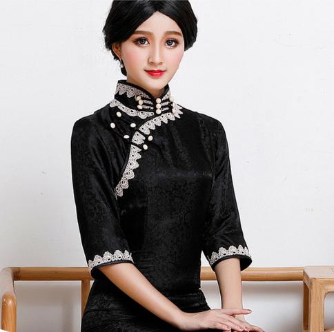 QC1697349  重磅真丝香云纱高端旗袍 商品图2