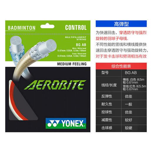 【双11大促进行中】尤尼克斯 YONEX BGAB 羽毛球线 子母线 独特的设计兼顾扣杀球与切削球 商品图1