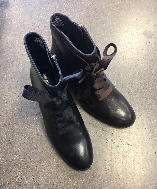 Nine west 玖熙两种系带全皮短靴 棕色5.5码36码 商品图0