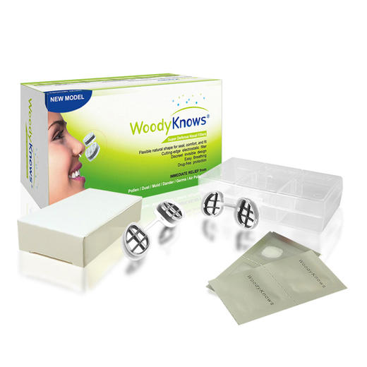 伍迪诺斯（WoodyKnows）隐形通用系列口罩鼻罩防尘防雾霾防花粉 大/中/小号外框各1组(已组滤片)+滤片各1对 商品图1