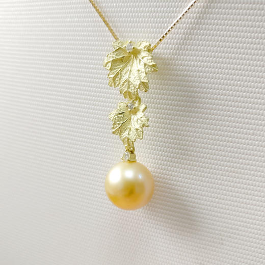 「葡萄与叶」10mm金珠18K金吊坠 商品图1