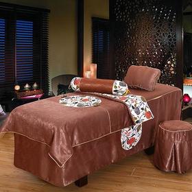 棉麻压花盘扣床罩（深咖色）床罩4件套