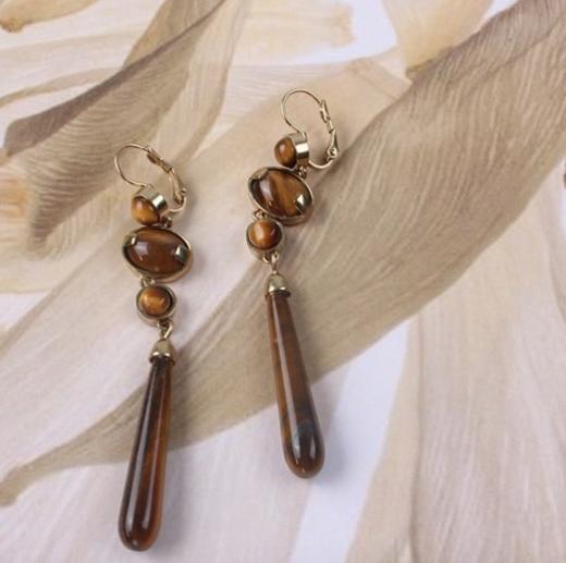 北京仓｜Dyrberg Kern-Savannah-虎眼石 耳环［丹麦设计师］ 商品图3