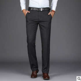 【服饰鞋包】秋冬季男式直筒免烫西裤黑蓝中年商务休闲男裤上班工装裤