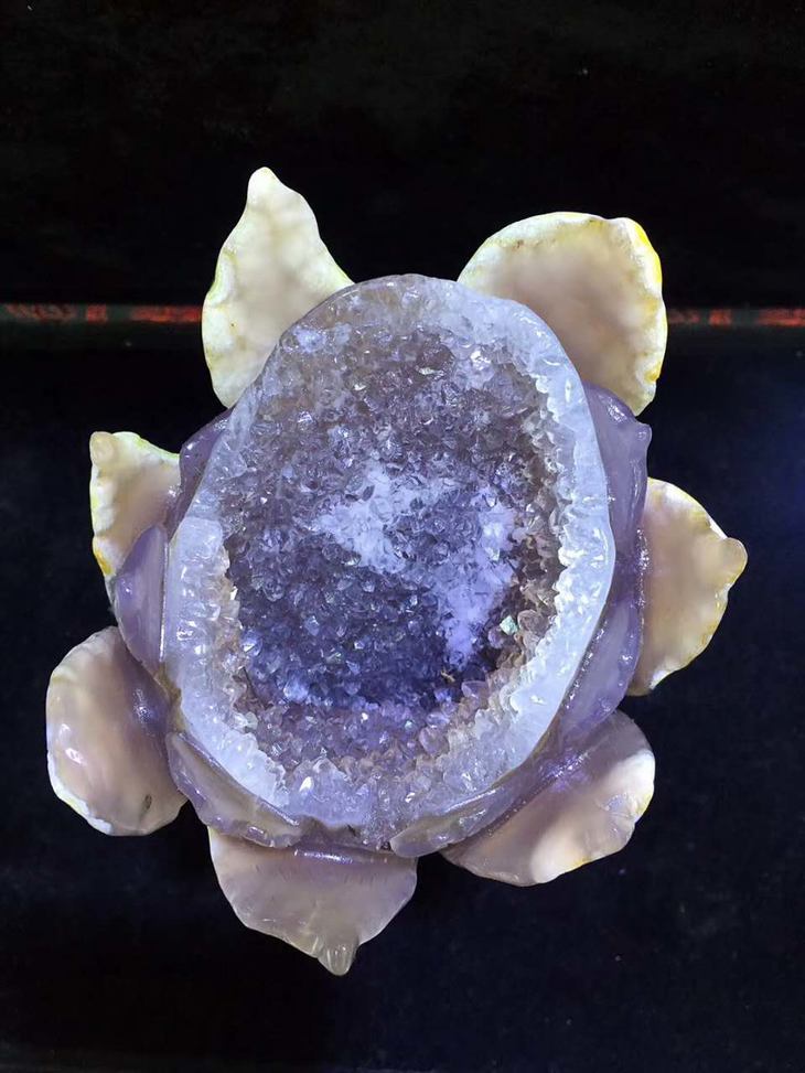 天然紫水晶莲花聚宝盆 招财聚气 辟邪化煞 消磁