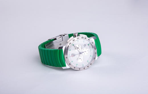 运动型经典计时手表, 银色/绿色 商品图1