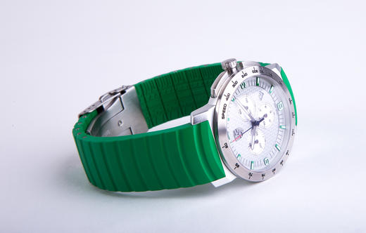 运动型经典计时手表, 银色/绿色 商品图0