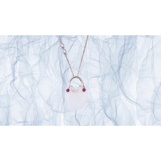 18k玫瑰金和田玉（白玉）吊坠-邂逅普罗旺斯 商品图2