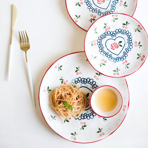 摩登主妇创意手绘樱桃系列陶瓷碗盘餐具米饭碗汤碗家用西餐盘菜盘1 商品图1