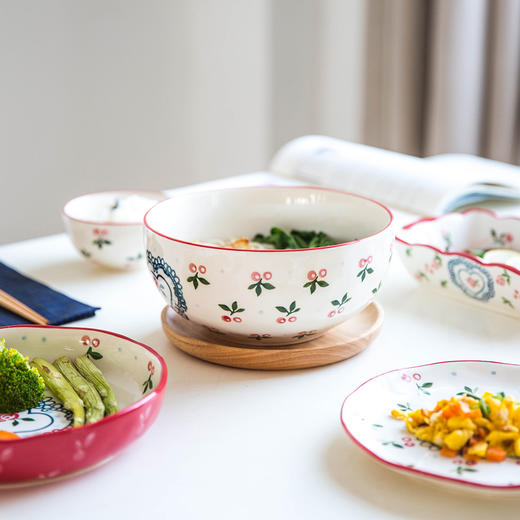 摩登主妇创意手绘樱桃系列陶瓷碗盘餐具米饭碗汤碗家用西餐盘菜盘1 商品图2
