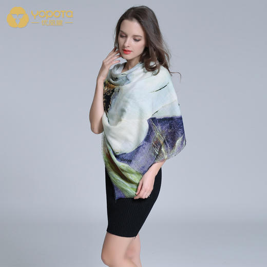 优品堂“妙手丹青”精品羊毛高档礼品140方巾 商品图1