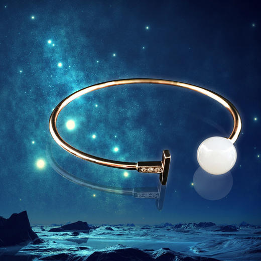 18k玫瑰金和田玉（白玉）玉珠手镯--心若相知·期待 商品图3