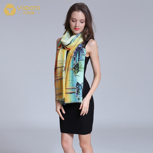 优品堂“活色生香”精品羊毛高档礼品披肩围巾两用长围巾 商品图10