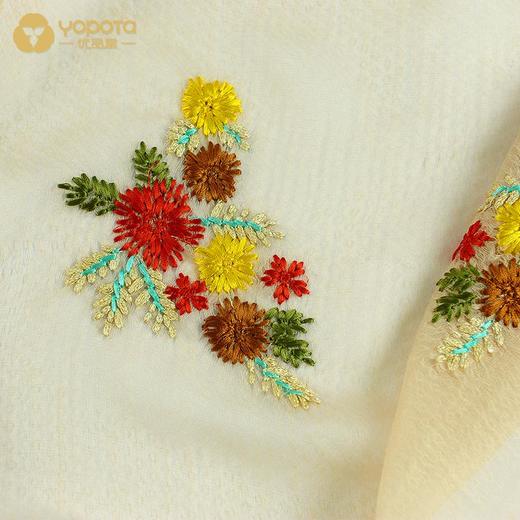 优品堂“麦香清悠”真丝与羊毛披肩围巾两用刺绣桑蚕丝 商品图4