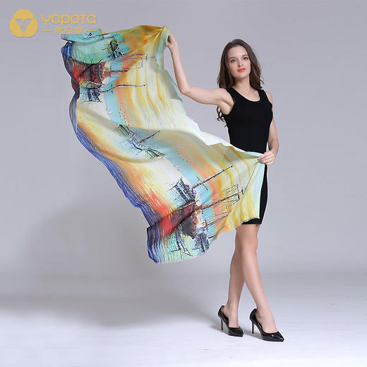 优品堂“活色生香”精品羊毛高档礼品披肩围巾两用长围巾 商品图1