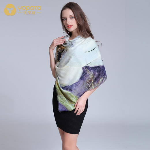 优品堂“妙手丹青”精品羊毛高档礼品140方巾 商品图2