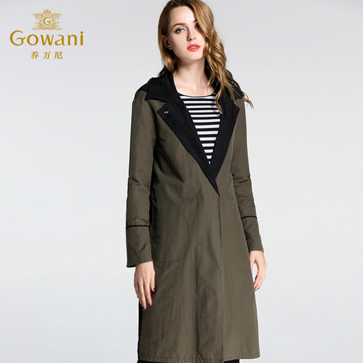 乔万尼春装中长款连帽棉风衣外套EB3A317 商品图1