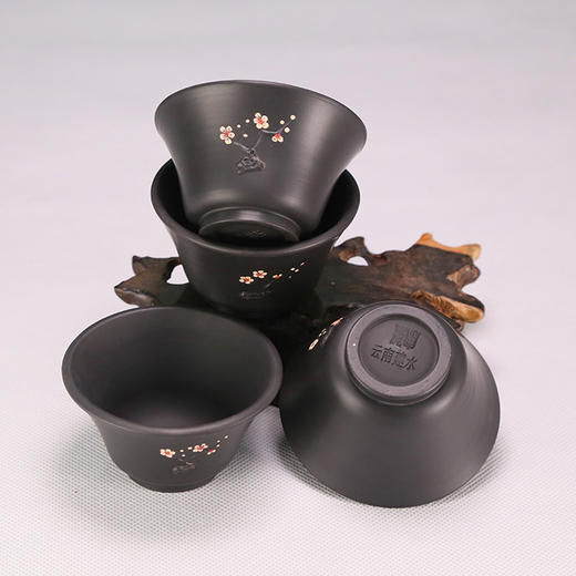 【白梅杯】波本窑手工紫陶杯--四枚