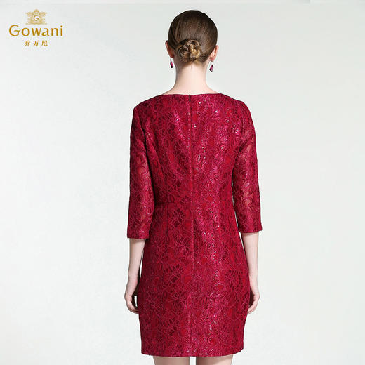 乔万尼春季彩葱蕾丝防勾丝红宴装连衣裙EB3E316 商品图2