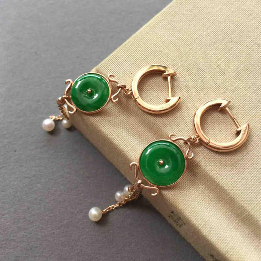 翡翠阳绿平安扣耳坠 商品图2
