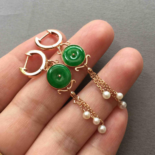 翡翠阳绿平安扣耳坠 商品图5