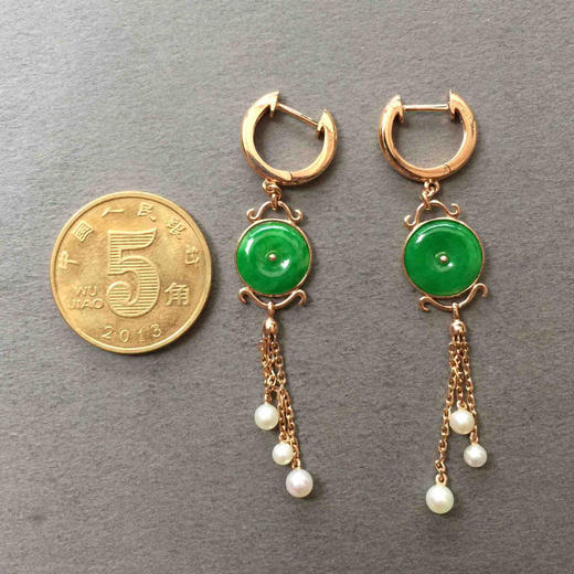 翡翠阳绿平安扣耳坠 商品图3