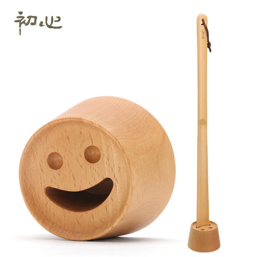 初心 实木质鞋拔座加长长柄鞋拔子提鞋器穿鞋器鞋把子鞋抽套装 商品图0