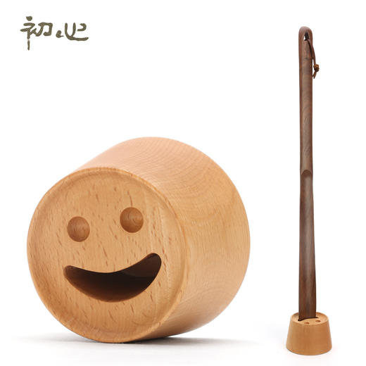 初心 实木质鞋拔座加长长柄鞋拔子提鞋器穿鞋器鞋把子鞋抽套装 商品图1