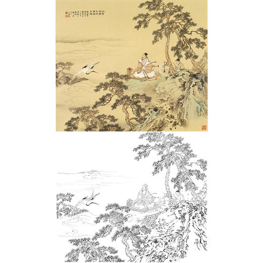 工笔山水人物白描底稿-李子牧-斗方小品册页-SV01 商品图0