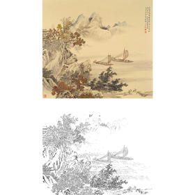 李子牧工笔山水白描底稿-斗方小品册页-SV02