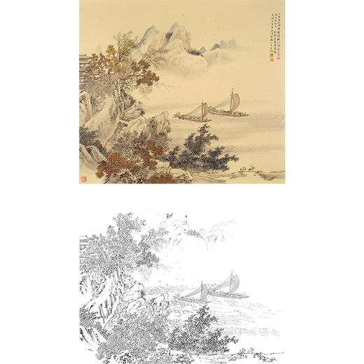 李子牧工笔山水白描底稿-斗方小品册页-SV02 商品图0