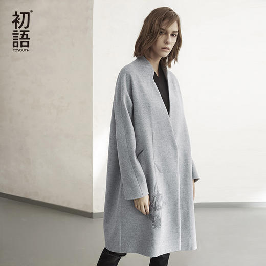 女装中长款羊毛大衣简约复古毛呢宽松外套女n7541224016 - 初语旗舰店