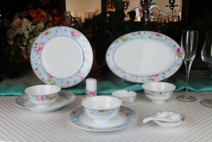 景德镇陶瓷国瓷红叶56头香山天空中餐具