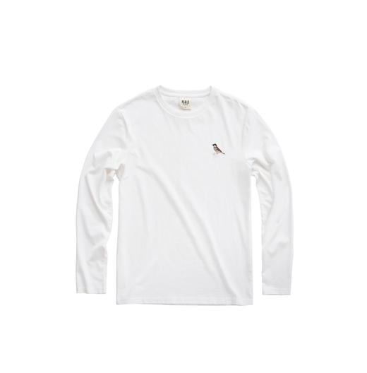 吃茶去chichaq全棉圆领长袖T恤 刺绣麻雀 商品图0