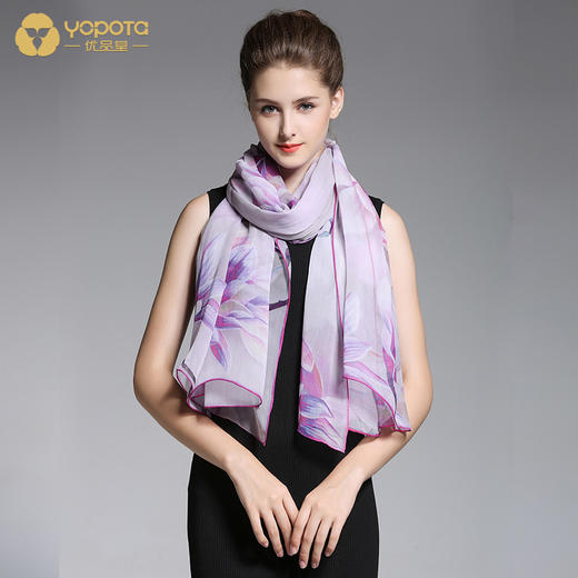 优品堂“诗情画意”桑蚕丝真丝重磅长丝巾 商品图1