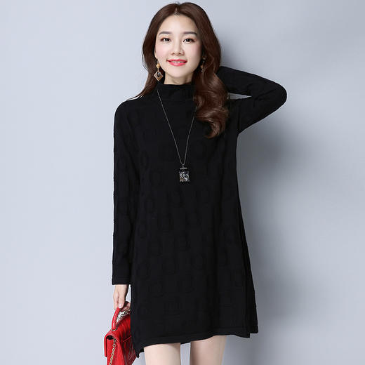 秋冬半高领针织打底裙er7879