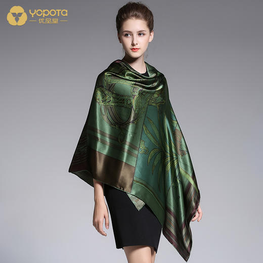 优品堂“雍容华贵”重磅桑蚕丝丝巾披肩围巾两用140方巾 商品图1