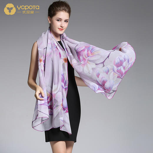 优品堂“诗情画意”桑蚕丝真丝重磅长丝巾 商品图0